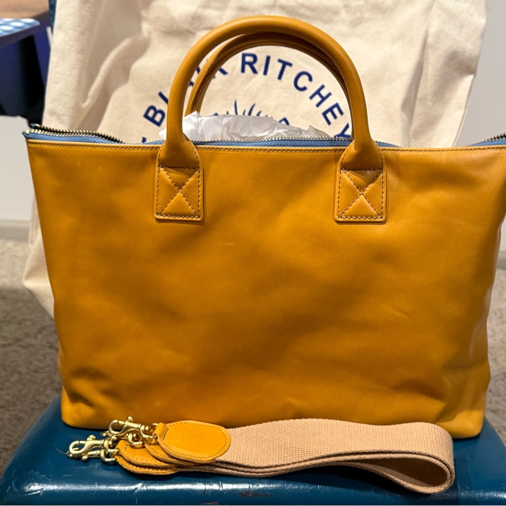 Yellow Leather Tote Bag